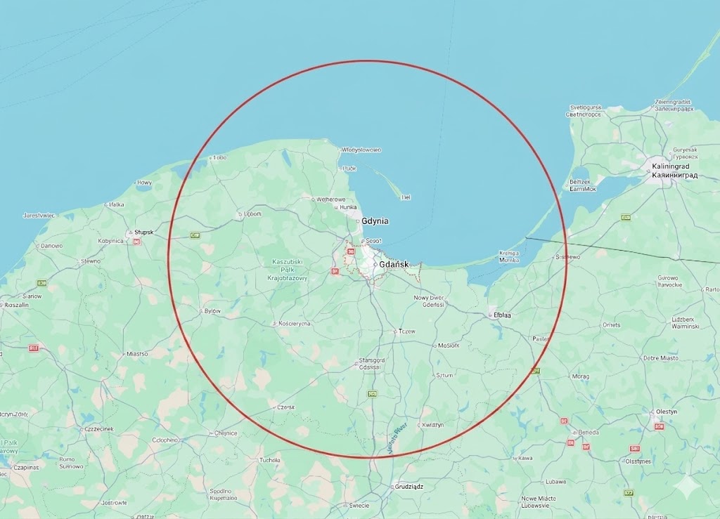 Mapa zasięgu Odkomarzanie Gdańsk